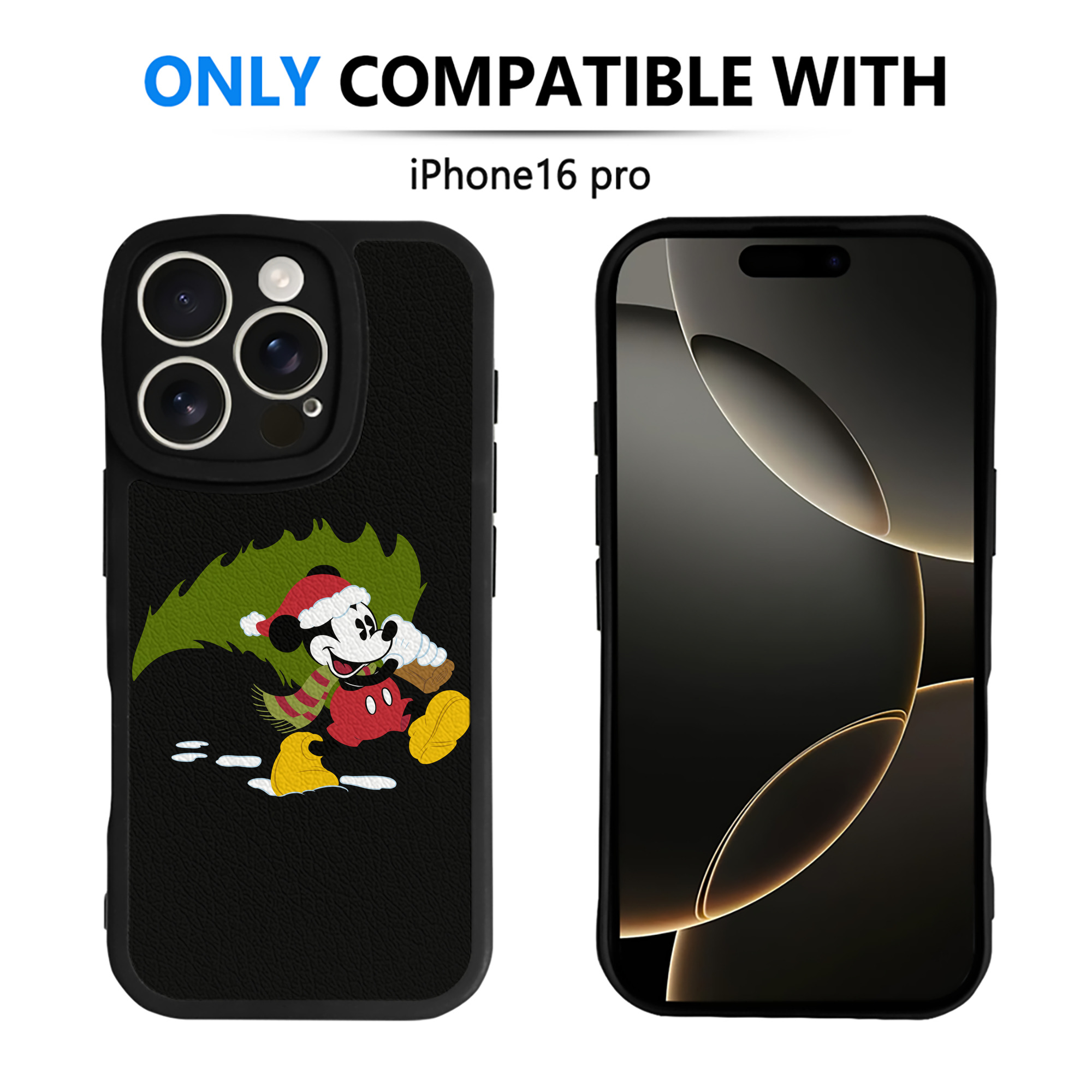 （画像用） ミッキーマウス Mickey Mouse 【iPhone 16シリーズ対応】シリコンスマホケース（レザー調） 材質：シリコン